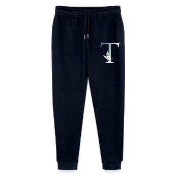 T Monogramm, Floral, personalisierbar - Stanley/Stella Teenager Bio Jogginghose Mini Mover  - Navy - Vorne