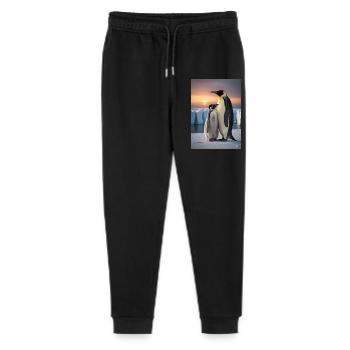 Pingouin avec son petit sur la banquise au pôle Sud - Pantalon de jogging bio Mini Mover Stanley/Stella Ado  - noir - Devant