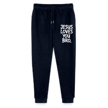 Jésus t'aime, frère, message inspirant - Pantalon de jogging bio Mini Mover Stanley/Stella Ado  - marine - Devant