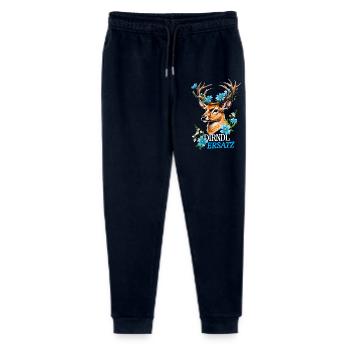 Dirndl Ersatz Hirsch Blumen Tracht bayerisch Fest - Stanley/Stella Teenager Bio Jogginghose Mini Mover  - Navy - Vorne