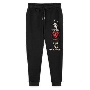 Peace Love Rock 'N Roll Rock Band Guitar Music - Stanley/Stella Mini Mover Teen Organic Jogging Trousers  - black - Front