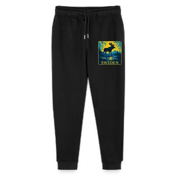 Schweden Elch Silhouette Design - Stanley/Stella Teenager Bio Jogginghose Mini Mover  - Schwarz - Vorne