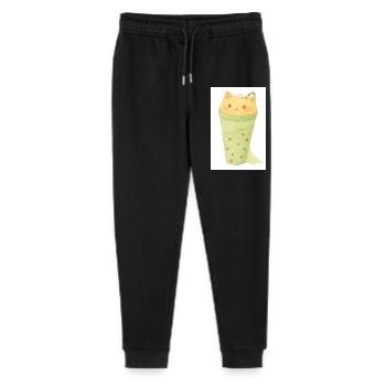 Kawaii Katze in Minze Bubble Tea - Stanley/Stella Teenager Bio Jogginghose Mini Mover  - Schwarz - Vorne