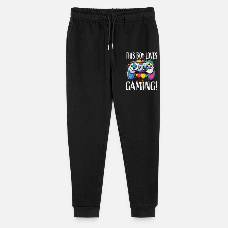 Boy Loves Gaming – Éclaboussures colorées de manette - Pantalon de jogging bio Mini Mover Stanley/Stella Ado  - noir