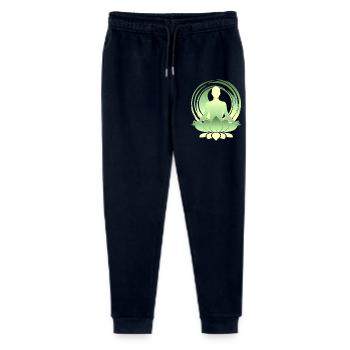 Lotusmeditation Grüngold Yoga Silhouette - Stanley/Stella Teenager Bio Jogginghose Mini Mover  - Navy - Vorne