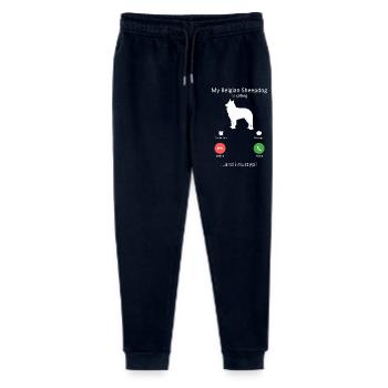 Belgian Sheepdog Is Calling Phone Screen Art Dog - Stanley/Stella Mini Mover Teen Organic Jogging Trousers  - navy - Front
