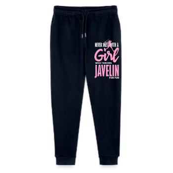 Javelin thrower with fun statement - Stanley/Stella Mini Mover Teen Organic Jogging Trousers  - navy - Front