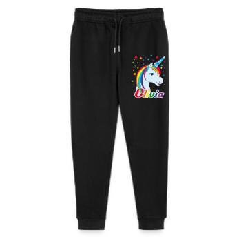 Unicorn Olivia Rainbow - Stanley/Stella Mini Mover Teen Organic Jogging Trousers  - black - Front