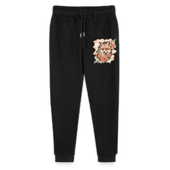 Fuchs mit Rosen Vintage - Stanley/Stella Teenager Bio Jogginghose Mini Mover  - Schwarz - Vorne