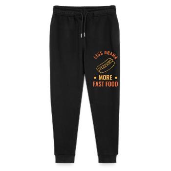 Burger Fast Food Essen Geschenk Spruch Lustiges - Stanley/Stella Teenager Bio Jogginghose Mini Mover  - Schwarz - Vorne