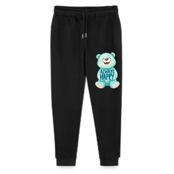 Cute Teddy Bear is ALWAYS HAPPY 1 - Stanley/Stella Mini Mover Teen Organic Jogging Trousers  - black - Front