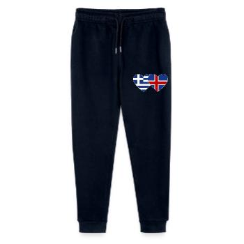 Greece Iceland Flag Heart - Stanley/Stella Mini Mover Teen Organic Jogging Trousers  - navy - Front