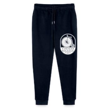 Vintage Bicycle Rider, White on Dark, Farthing - Stanley/Stella Mini Mover Teen Organic Jogging Trousers  - navy - Front