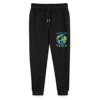 Weltfrieden Erde Planet Friedenszeichen - Stanley/Stella Teenager Bio Jogginghose Mini Mover  - Schwarz - Vorne