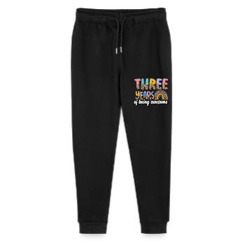 Three Years of Being Awesome Animal Skin Pattern - Stanley/Stella Mini Mover Teen Organic Jogging Trousers  - black - Front