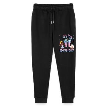 It's my 11th birthday Melanin Kid Juneteenth - Stanley/Stella Mini Mover Teen Organic Jogging Trousers  - black - Front