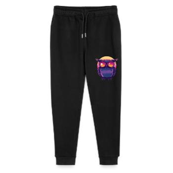 Eule mit Sonnenbrillenblick - Stanley/Stella Teenager Bio Jogginghose Mini Mover  - Schwarz - Vorne