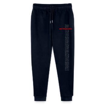 Alerte! Antifasciste ! - Art des mots rouge/gris - Pantalon de jogging bio Mini Mover Stanley/Stella Ado  - marine - Devant