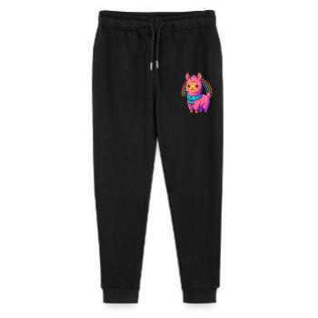 Süßes Kleines Lama Design | Comic Neon Tiermotiv - Stanley/Stella Teenager Bio Jogginghose Mini Mover  - Schwarz - Vorne