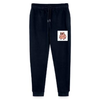 Fat pig with gold chain and sunglasses - Stanley/Stella Mini Mover Teen Organic Jogging Trousers  - navy - Front