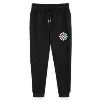 EDM Tricolor - Floral Mandala - Glitch Rave style - Stanley/Stella Mini Mover Teen Organic Jogging Trousers  - black - Front