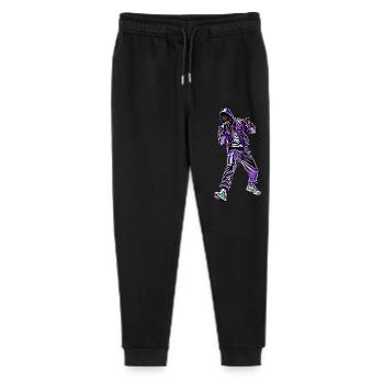 Rapper with a Bold Style in Satin Purple Joggers - Stanley/Stella Mini Mover Teen Organic Jogging Trousers  - black - Front