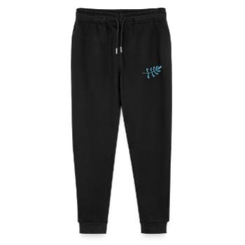 Light blue leaf embroidered - Stanley/Stella Mini Mover Teen Organic Jogging Trousers  - black - Front