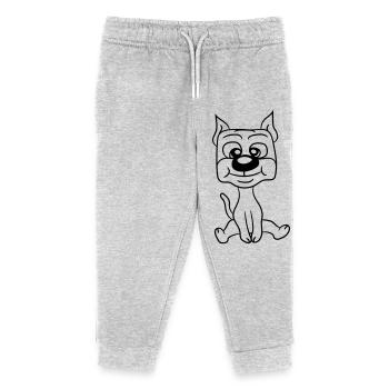 Hund Sitzt Süß Kleiner Glücklicher Welpe Haustier - Kinder Organic Jogginghose Mini Mover von Stanley/Stella - Grau meliert - Vorne
