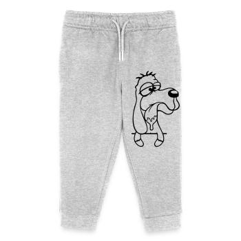 Hund Hinter Mauer Zaun Sabbert Spucke Zunge Lustig - Kinder Organic Jogginghose Mini Mover von Stanley/Stella - Grau meliert - Vorne