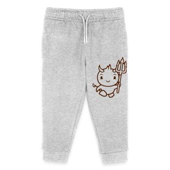 oiseau diable cornes satan trident enfer mal cool - Pantalon de jogging enfant bio Stanley/Stella - gris chiné - Devant