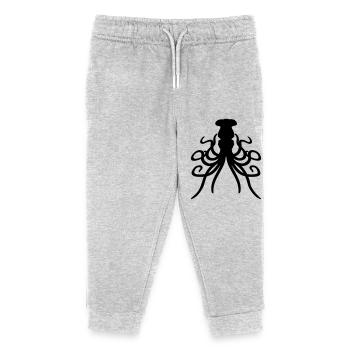 Oktopus Kraken Tintenfisch Kopffüßer Silhouette - Kinder Organic Jogginghose Mini Mover von Stanley/Stella - Grau meliert - Vorne