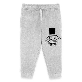 Mr. Bunny Gentleman Chapeau haut de forme Monocle Lunettes - Pantalon de jogging enfant bio Stanley/Stella - gris chiné - Devant