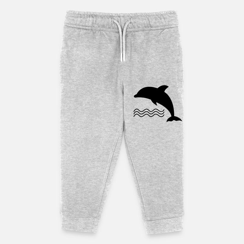 Le dauphin dans l’eau comme vecteur - Pantalon de jogging enfant bio Stanley/Stella - gris chiné