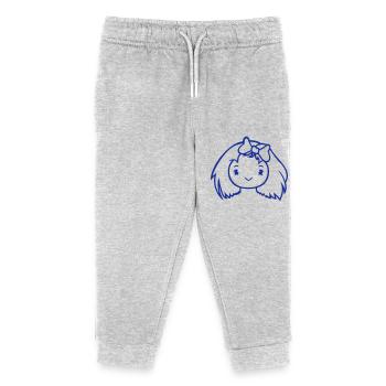 Vogel Dame Frau weiblich hübsches Gesicht Schleife - Kinder Organic Jogginghose Mini Mover von Stanley/Stella - Grau meliert - Vorne