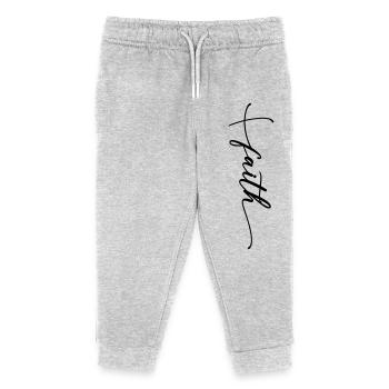 Faith Cross Cursive - Kids Organic Sweatpants by Stanley/Stella - heather grey - Front