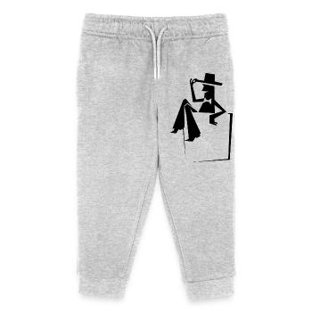 Tasche Männchen Kobold Service Theater retro - Kinder Organic Jogginghose Mini Mover von Stanley/Stella - Grau meliert - Vorne