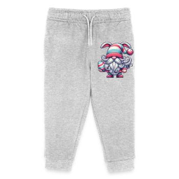 Easter Gnome with Egg Happy Dwarf Easter - Kids Organic Sweatpants by Stanley/Stella - heather grey - Front