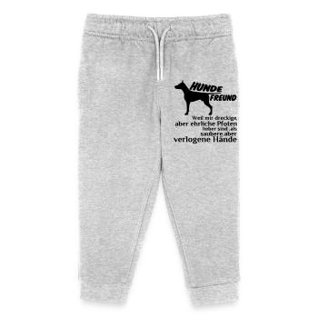 Hundefreund Hund Tier Spruch Geschenk - Kinder Organic Jogginghose Mini Mover von Stanley/Stella - Grau meliert - Vorne