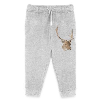 Hirschkopf - Kinder Organic Jogginghose Mini Mover von Stanley/Stella - Grau meliert - Vorne