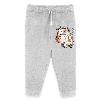 bébé vache douce - Vache - Vaches - enfant - bébé - naissance - Pantalon de jogging enfant bio Stanley/Stella - gris chiné - Devant