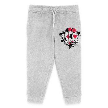 Spielkarten Herz, Pik, Karo, Kreuz mit Würfel - Kinder Organic Jogginghose Mini Mover von Stanley/Stella - Grau meliert - Vorne