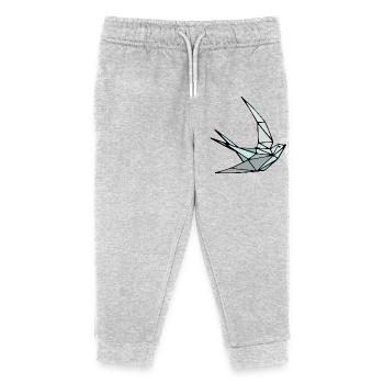 Bird (swallow) in origami - Kids Organic Sweatpants by Stanley/Stella - heather grey - Front