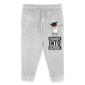 Direkt in die Schule - Straight into school  - Kinder Organic Jogginghose Mini Mover von Stanley/Stella - Grau meliert - Vorne