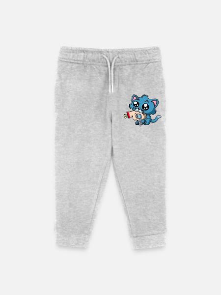 Hungriges Kätzchen - Kinder Organic Jogginghose Mini Mover von Stanley/Stella - Grau meliert
