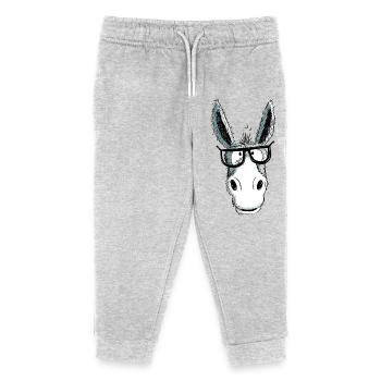 Lustiger Grauer Nerd Esel Mit Brille I Comic - Kinder Organic Jogginghose Mini Mover von Stanley/Stella - Grau meliert - Vorne