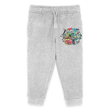 Vibrante Stadt-Collage Remix - Kinder Organic Jogginghose Mini Mover von Stanley/Stella - Grau meliert - Vorne