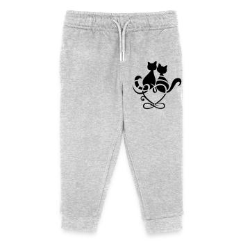 Katzen Herz Infinity Symbol Valentinstag Liebe - Kinder Organic Jogginghose Mini Mover von Stanley/Stella - Grau meliert - Vorne