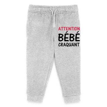 Warning BABY cute! - Kids Organic Sweatpants by Stanley/Stella - heather grey - Front
