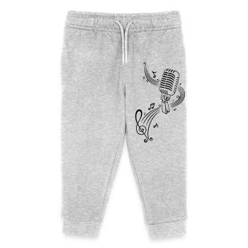 Musik, Notenschlüssel, Mikrophon - Kinder Organic Jogginghose Mini Mover von Stanley/Stella - Grau meliert - Vorne