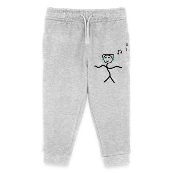 Music Dancing Happy Stick Figures - Kids Organic Sweatpants by Stanley/Stella - heather grey - Front